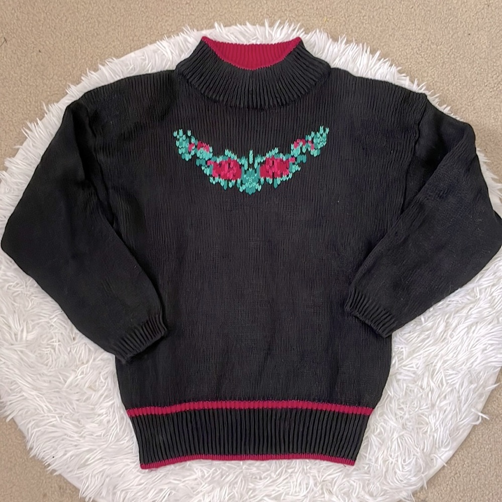 Vintage 80s Avon Floral Pattern Sweater